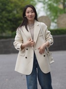 2023西装毛呢外套短款小个子，韩版气质显瘦修身双面羊绒大衣女