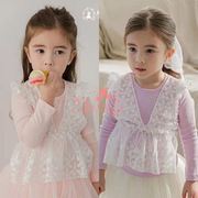 女童韩国童装marianu2021春季假两件蕾丝拼接裙摆洋气，公主长袖t恤