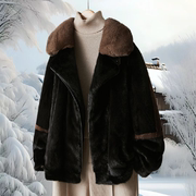 进口整貂皮草冬季女年轻款貂皮常规，款长袖西装领母貂外套