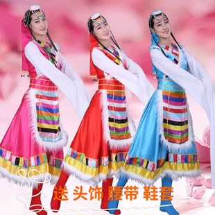 女装民族服装秧歌服舞台装演出服装藏族舞蹈服饰藏族水袖舞蹈D-85