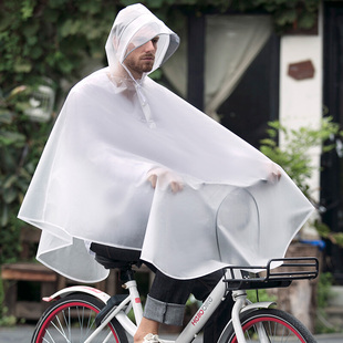 自行车单人雨衣男女骑行简约时尚大帽檐加长加大便携电动单车雨披