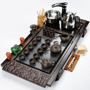 功夫茶具套组家用全自动电磁炉四合一体实木，茶盘s整套陶瓷茶台茶