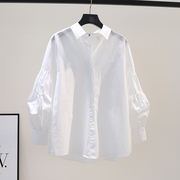 设计感灯笼袖白色棉衬衫女2022春夏韩版时尚宽松潮范休闲衬衣上衣