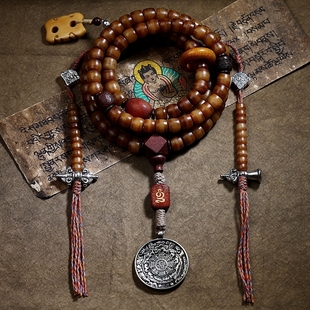 原创设计西藏天然老料牦牛骨108颗佛珠手串男手链藏式女念珠