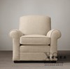 美式新古典亚麻布艺单人沙发法式复古布艺沙发客厅单人椅