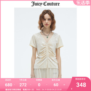 Juicy Couture橘滋T恤女2023夏季设计感小众天鹅绒短袖上衣