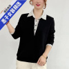 中年女装假两件套春秋长袖，上衣中老年妈妈秋装，大码宽松t恤打底衫