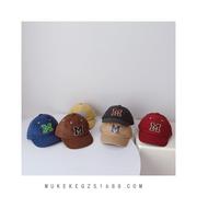 韩国同款儿童帽子 秋冬糖果色灯芯绒百搭男女童街拍时尚棒球帽定