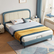 儿童床男孩现代简约单人床1.5米小户型，卧室男童软包床林氏木业