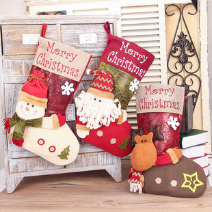 圣诞袜子礼物袋圣诞节装饰品，挂件老人袜幼儿园，儿童大号糖果袋
