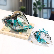法古琉璃水晶海螺摆件，轻奢高档客厅酒柜艺术品，装饰玻璃花瓶工艺品