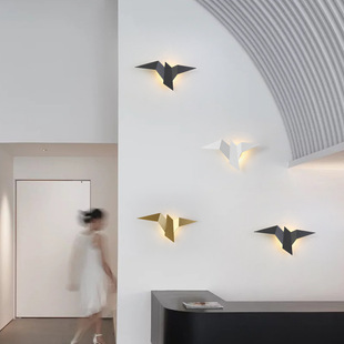 现代壁灯创意个性燕子时尚背景墙，装饰氛围灯走廊过道铁艺床头灯具