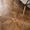 拼花地板实木复合三层多层实木，黑h胡桃，镶嵌铜片地热地暖环保