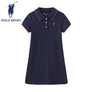 Polo Sport女童连衣群2023翻领短袖夏季儿童裙子女针织高级感