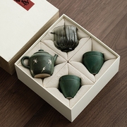冸斋手绘功夫茶具套装，中式高档陶瓷泡茶壶，茶杯家用整套茶具礼盒装