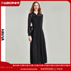 HAVVA2024春季黑色连衣裙女气质衬衫裙法式雪纺长裙Q48701