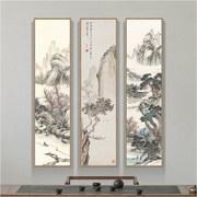 新中式山水画客厅挂画竖版长条国画，玄关装饰画过道书房字画古代画