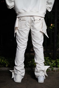 futureofx国潮原创白色蝙蝠长裤，嘻哈朋克裤脚，机能大口袋裤子男女