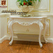 欧式实木玄关桌装饰桌，白色家用别墅雕花，客厅半圆门厅桌边桌玄关台