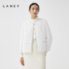 LANCY/朗姿2023冬季白色皮草外套水貂毛皮短款外套女时尚上衣