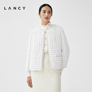 lancy朗姿2023冬季白色皮草，外套水貂毛皮短款外套女时尚上衣