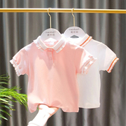 2024夏装女童短袖t恤婴幼儿童装，夏季polo衫，t恤宝宝打底衫上衣