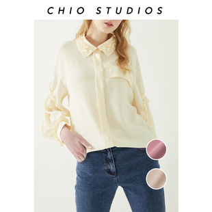 Chio Studios-ON 客供醋酸面料 垂感好易打理 女士长袖雪纺衫 087