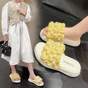 珍珠童鞋女童凉鞋夏季韩版儿童踩屎感厚底松糕底洋气公主外穿拖鞋