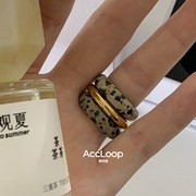 accloop 宽边斑点天然玉石戒指叠戴新中式加厚素圈无性别个性指环