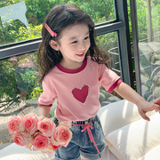 女童夏装t恤2024韩版洋气儿童短袖小女孩夏季半袖体恤上衣潮