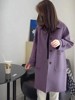 紫色毛呢外套女2023秋冬季大码韩版中长款呢子大衣巨显瘦风衣
