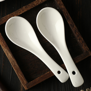 陶瓷勺子瓷勺子汤勺陶瓷小汤匙陶瓷调羹陶瓷小汤勺家用陶瓷白瓷勺