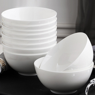 纯白骨瓷餐具套装欧式碗碟套装家用组合碗饭碗简约中式盘子碗套装