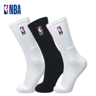 NBA男士篮球袜子毛巾底加厚高筒棉袜跑步训练美式运动长袜男纯色
