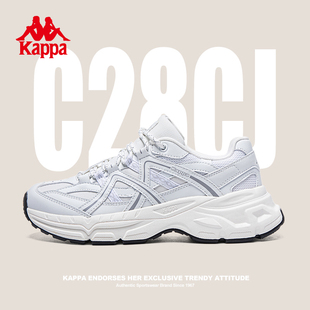 Kappa运动鞋男鞋2024春季高级感厚底老爹鞋复古潮流跑步鞋子