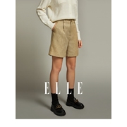 ELLE法式设计感高腰显瘦休闲短裤女2023冬装简约小众气质裤子