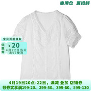 深圳南油ny0d0024镂空提花袖口短袖上衣，衬衫女4.13夏