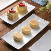 寿司盘子长方形盘子陶瓷，日式白色创意家用西餐甜品，餐具点心长条盘