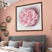 KS十字绣2023客厅餐厅床头画小幅自己绣线绣粉色玫瑰粉色浪漫