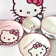 韩国hellokitty盘子家用套装高级感陶瓷儿童早餐具卡通碗碟mb26