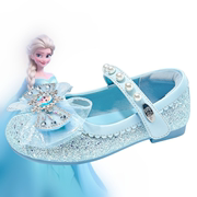 迪士尼女童公主皮鞋春秋季儿童鞋子爱莎粉色花童水晶鞋单鞋