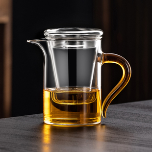 加厚耐高温全玻璃冲泡茶壶，花茶绿茶红茶杯，茶水分离公道杯带过滤网