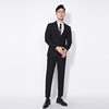 川泽男士单排扣黑色西装二件套韩版修身日常上班纯色西服套装