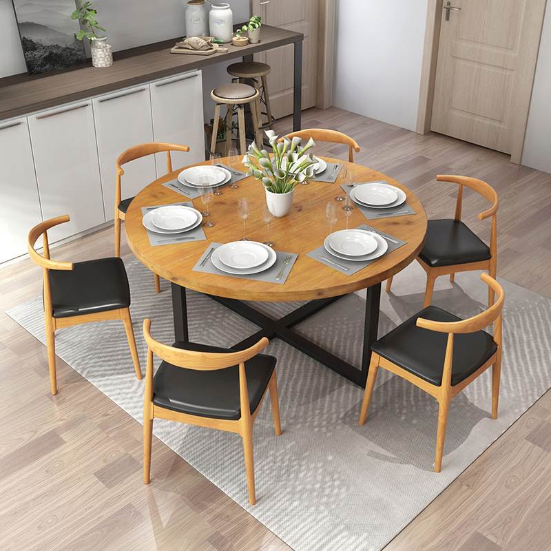 Northern Europe Simplicity solid wood circular table Industry Restaurant Hotel dining table and chair combination The noodle shop Restaurant round table dining tablein the Business/Office Furniture , Shelf/Showcase , Boutique Showcase/Showcase category - from Buy2taobao.com to provide professional Taobao agent buy service