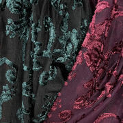 墨绿枣红色弹力网纱丝绒，剪花柔软垂时装布料打底衫半身裙旗袍
