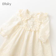 elfairy儿童公主裙女童，蕾丝连衣裙春装女婴儿，周岁礼服裙宝宝裙子