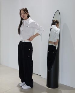 新版韩国小众23秋冬男女同款灯芯绒裤子小众刺绣工装裤