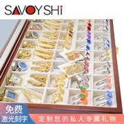 新品现货高档透明玻璃盖木质袖扣展示盒首饰品耳钉耳环吊坠收纳木