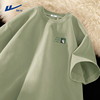 回力短袖男t恤纯棉潮流熊猫简约半袖夏季浅绿色宽松纯棉体恤A