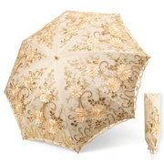 雅丽（yl）太阳伞遮阳雨伞女蕾丝刺绣公主洋伞晴雨伞两用折叠防晒